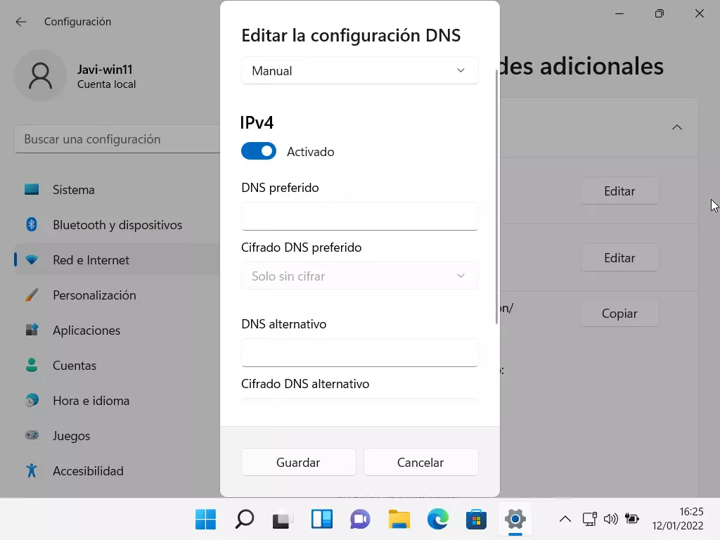 Cambiar DNS en Windows 11